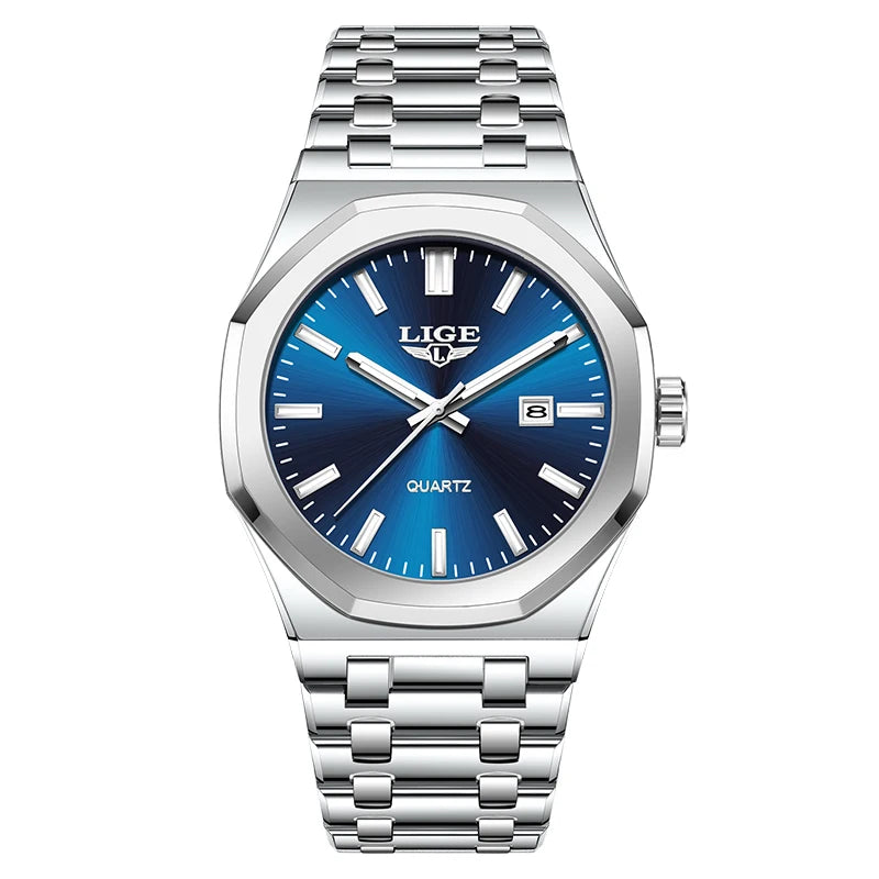 Quartz Watch Stainless Steel Waterproof Luminous Wristwatch