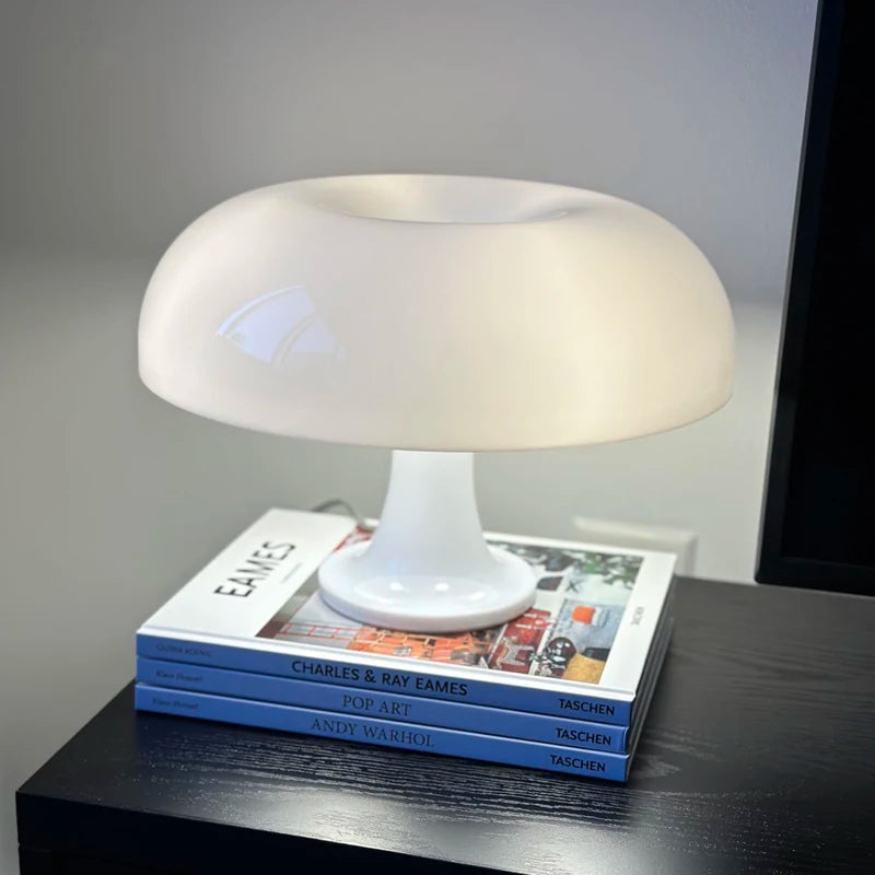 Japandi LED Mushroom Table Lamp Ivory Minimalist Bedside Lighting