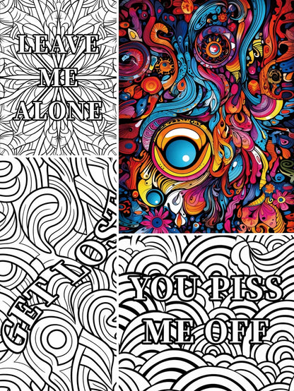 Coloring Book Upgraded Thick Paper Mindfulness Positive Thoughts And Swear Words Holiday Gift 2025 Stress Relief