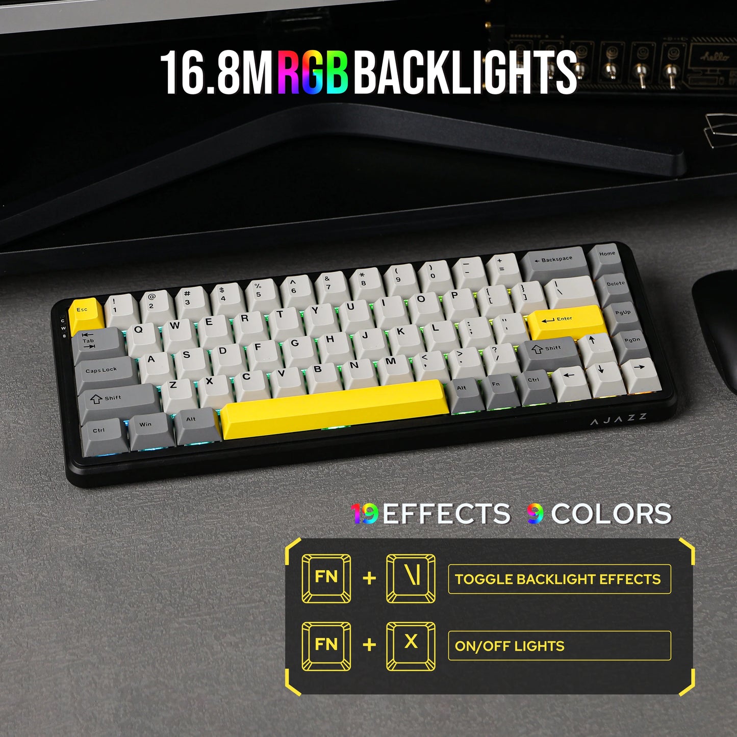 Teclado mecánico 68 teclas inalámbrico Bluetooth RGB efecto Hall