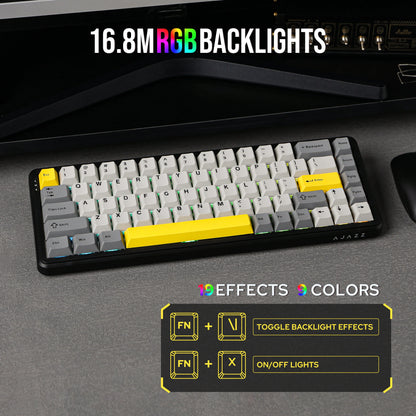 Teclado mecánico 68 teclas inalámbrico Bluetooth RGB efecto Hall