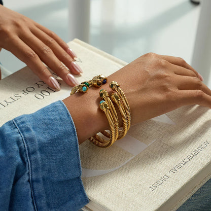 Gold Plated Stainless Steel Stackable Bracelet Set Cuff Jewelry For Elegant Layering Spring 2026 Gift
