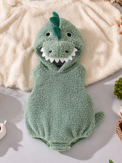 Baby Dinosaur Halloween Romper Plush Hooded Sleeveless