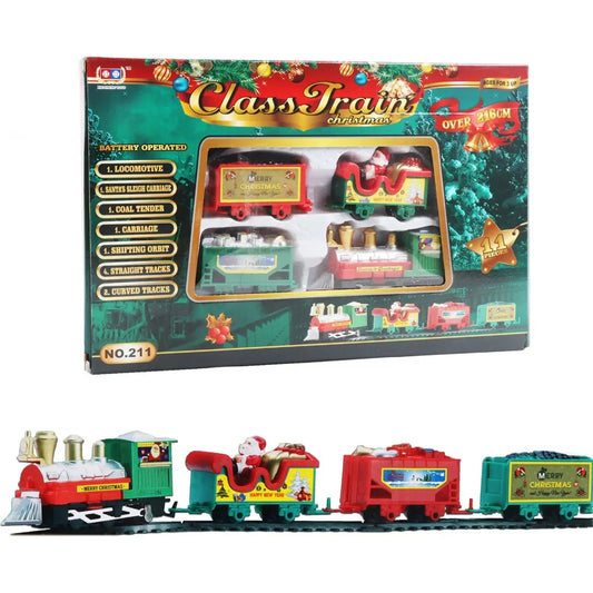 Eco-Friendly Christmas Electric Train Set - Track for Kids, Safe Holiday Gift & Tree Decoration with Santa Theme 216cm (85 inch)