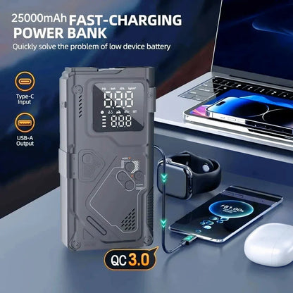 Jump Starter med luftkompressor 6 i 1 bilbatteri booster 5000A peak 150 PSI dekkpumpe 400LM LED-lys Fall 2025 Prep