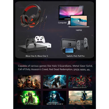 Gaming Headset Wired Noise Cancelling Microphone Adjustable