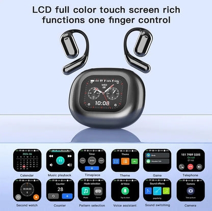 AI Translation Open Ear Earbuds With LCD Touch Screen