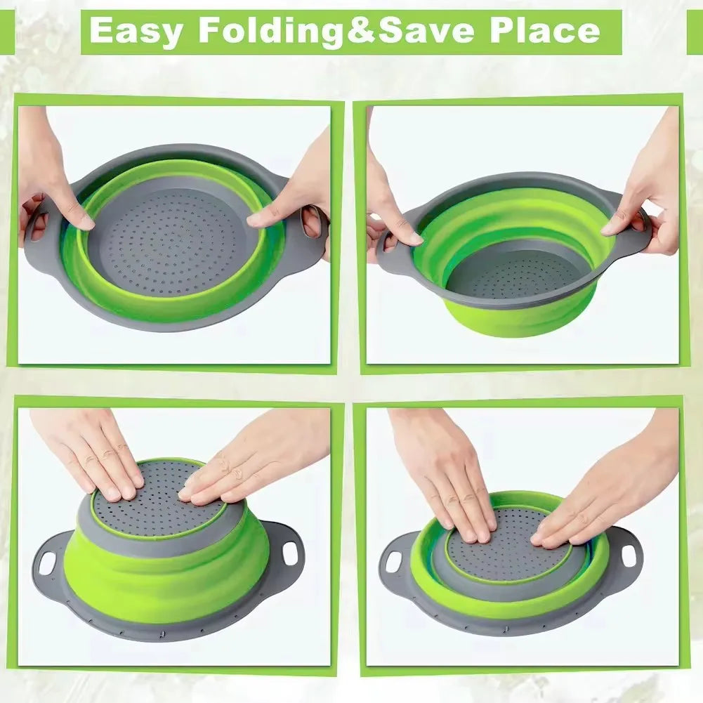 Silicone Folding Drain Basket Colander Eco Friendly Space Saving Kitchen Drainer Spring 2026