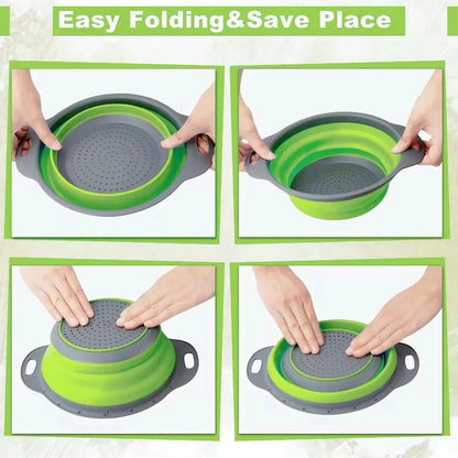 Silicone Folding Drain Basket Colander Eco Friendly Space Saving Kitchen Drainer Spring 2026