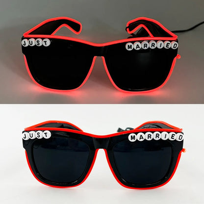 Retro LED Flashing Sunglasses - Bachelorette Party Decoration, Women's Men Props