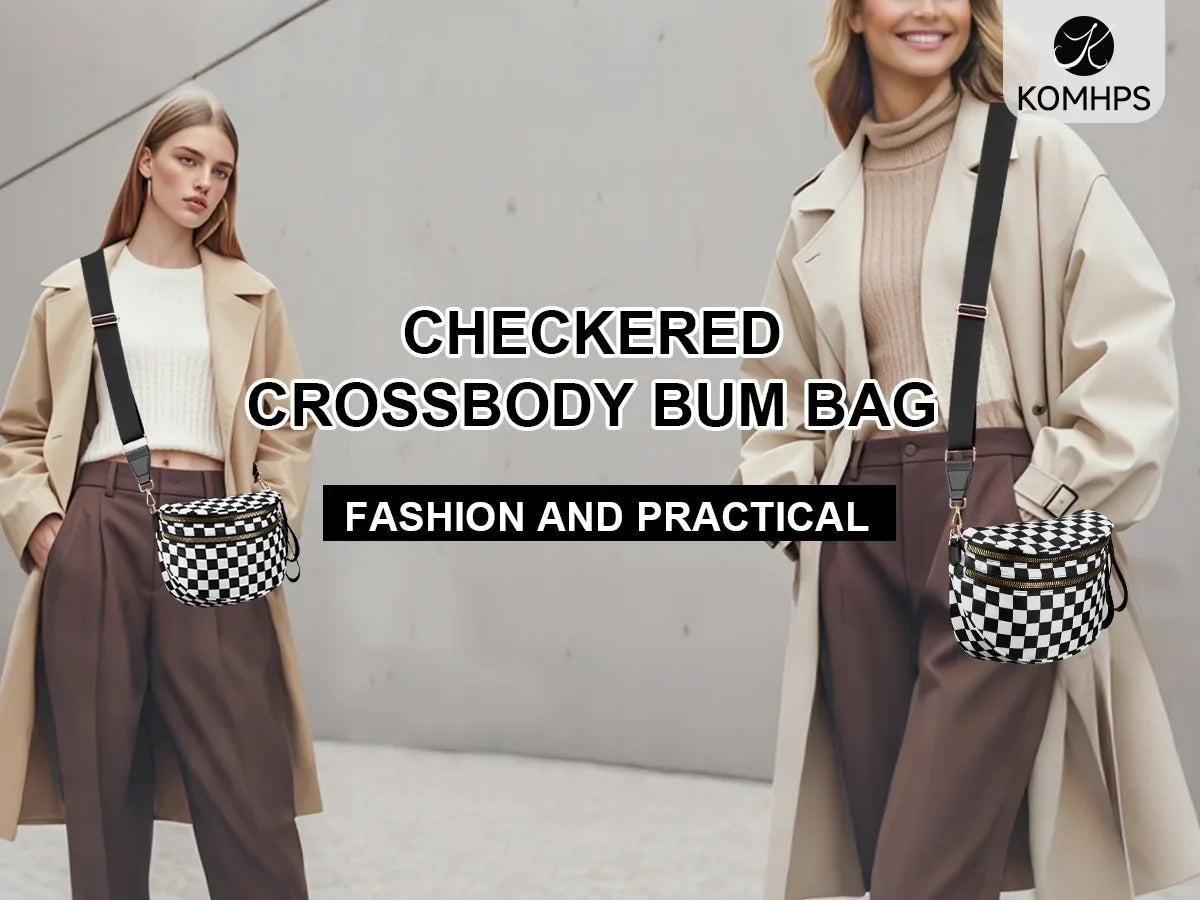 Casual women's checkered fanny pack – large capacity bum bag, adjustable crossbody mommy travel bag