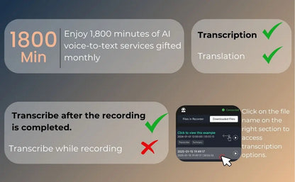 AI Voice Recorder 64GB Aluminum Dictaphone Transcribe