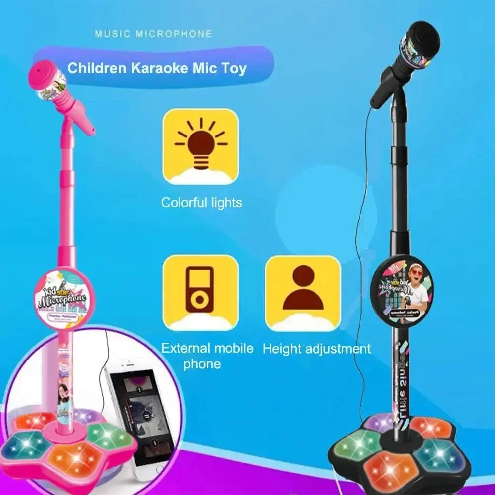 Adjustable Kids Karaoke Microphone with Stand - Fun Music Toy for Boys and Girls, Educational Birthday Gift, MP3 Compatible