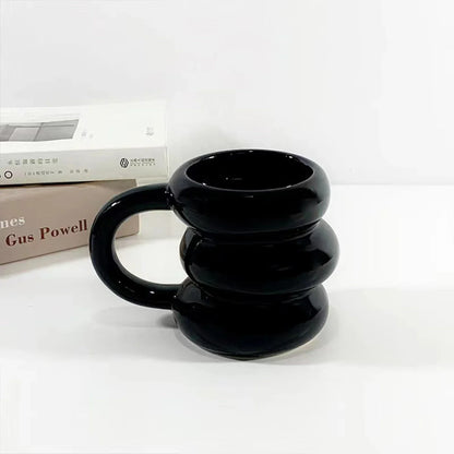 Keramik Kaffeetasse Kawaii Kreis Design Koreanischer Niedlicher Stil TikTok Viral Herbst 2025 Mikrowellengeeignet Geschenk