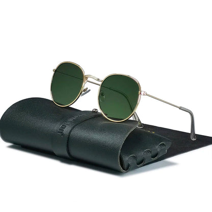 Round Retro Sunglasses for Men/Women Luxury UV400 Metal Vintage Eyewear No Leather Case