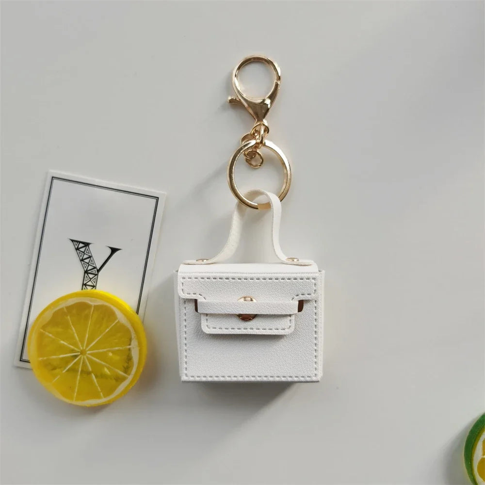 1+1 Gratis Birkin Inspiriert Mini Handtasche - Einfarbige PU Leder Münztasche Schlüsselanhänger Charm