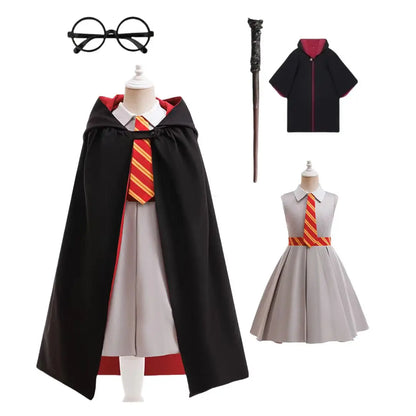 Halloweenkostuumset voor meisjes met cape van de toverschool, gestreepte top en carnavals- of verjaardags verkleedkleding 2026