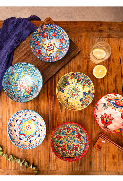 Boheme keramisk riskål retro nudelskål køkkengave