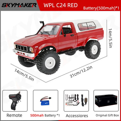 RC Car 1:16 Scale 4WD Rock Crawler Electric Off Road Buggy With LED Lights Gift For Kids 15-20 Min Run Time