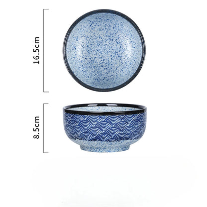 Ciotola per noodle Qinghai Wave dipinta a mano Ciotola in ceramica vintage
