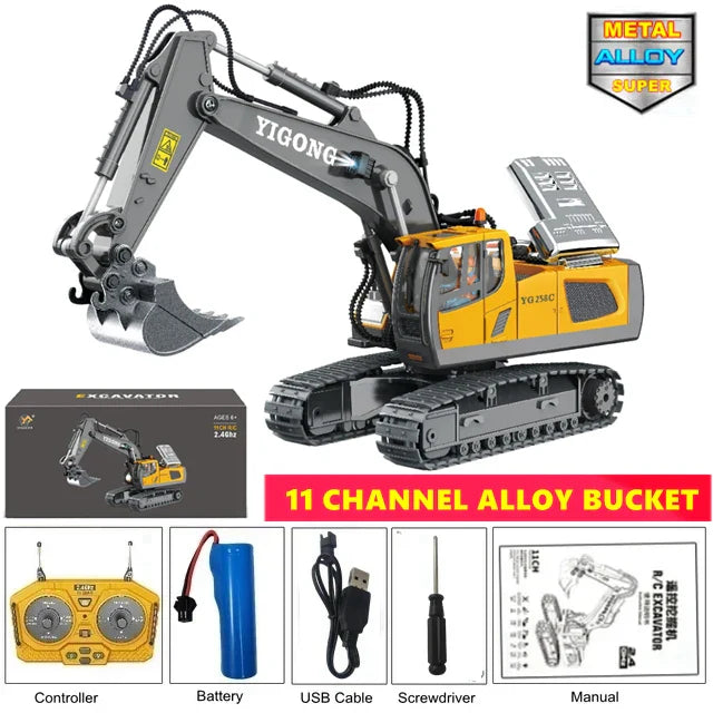 Remote Control Excavator Toy 4WD Construction Vehicle Battery Included Kids Gift Fall 2025