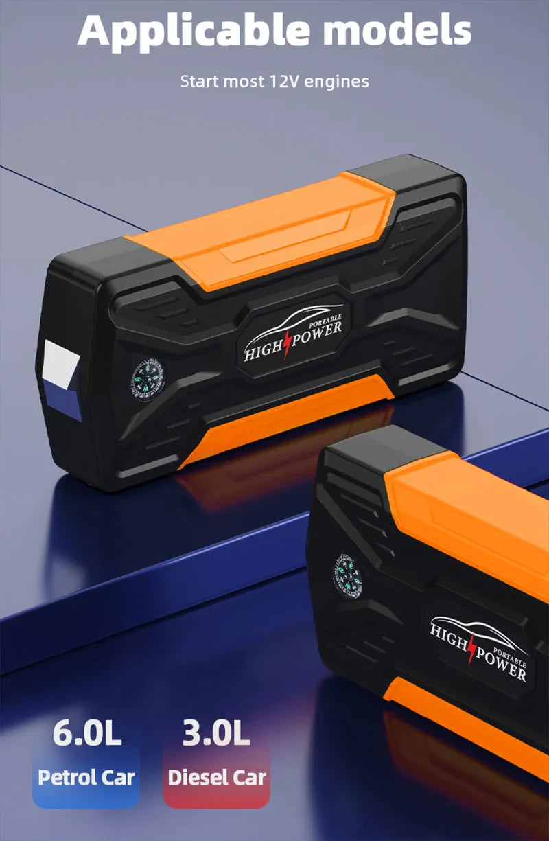 Auto Starthilfe mit Pumpe Tragbares 12V Notstrombank Kit 99800mAh Fall 2025 Geschenk