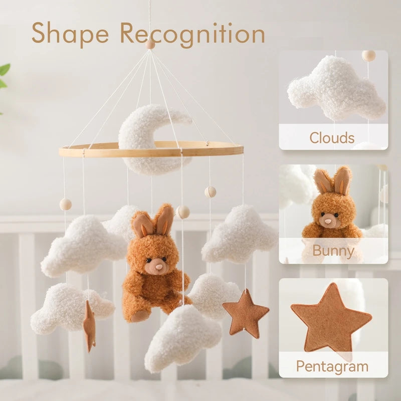 Baby Crib Mobile Wooden Nursery Newborn Sensory Toys
