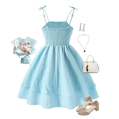 Soft Girls' Princess Dress - Tiered Sling Dress, Flattering, Polyester, For Birthday Party
