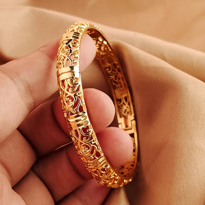 Guld Färgad Armband Öppen Design Bröllopsarmband Dubai Stil
