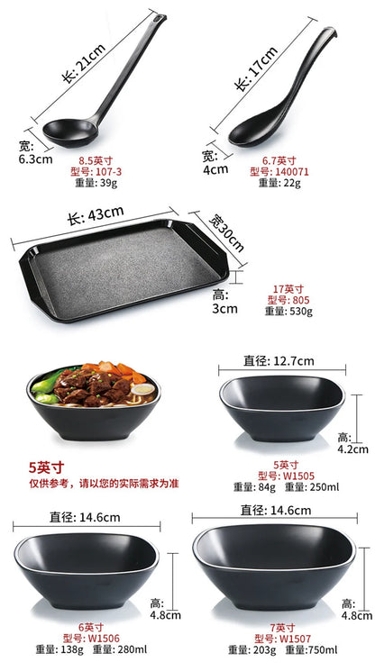 Ramen-Schüssel Schwarzer Kunststoff Japanischer Stil Nudelschüssel