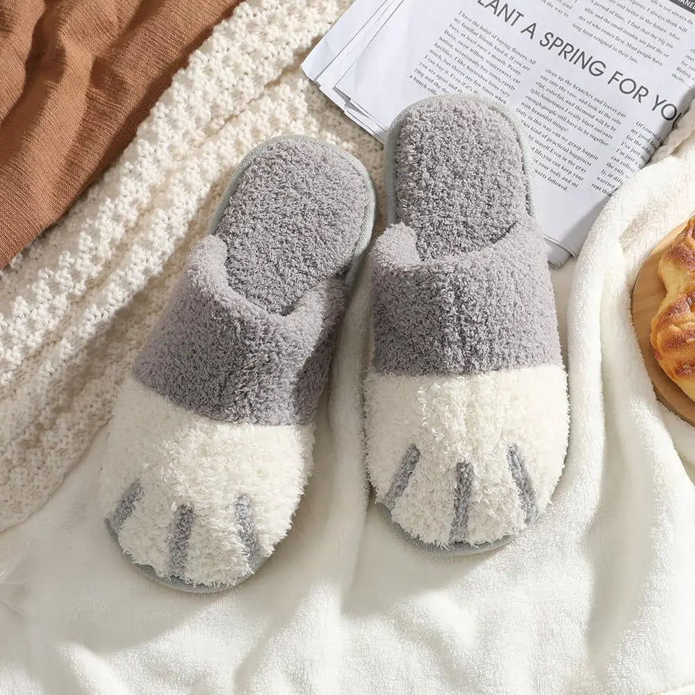 Weiche, gemütliche Damenhausschuhe – Katzenpfoten-Design, Memory-Schaum Einlegesohle, Hausschuhe für den Winter