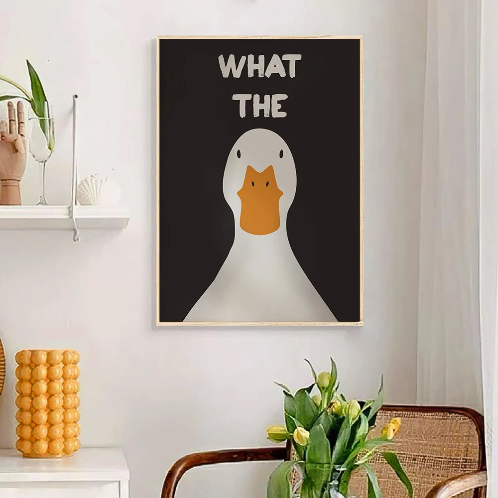 Poster Stampa su Tela What The Duck Impermeabile per Camera da Letto in Dormitorio