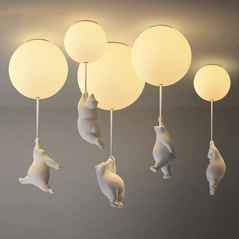 LED loftlampe varm tegneserie bjørn design børneværelse loftlampe efterår 2025 hyggelig natlampe dekoration