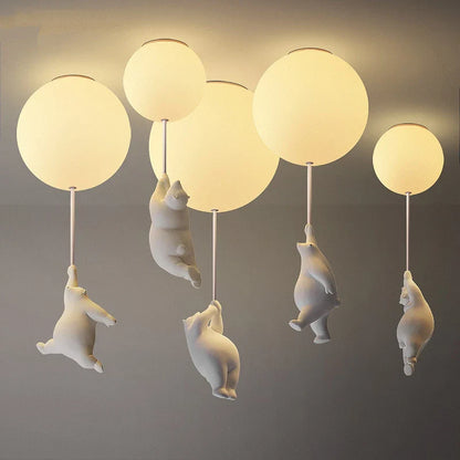 LED loftlampe varm tegneserie bjørn design børneværelse loftlampe efterår 2025 hyggelig natlampe dekoration