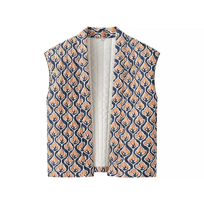 Insulating Women’s Quilted Vest - Loose Open Stitch, Cotton