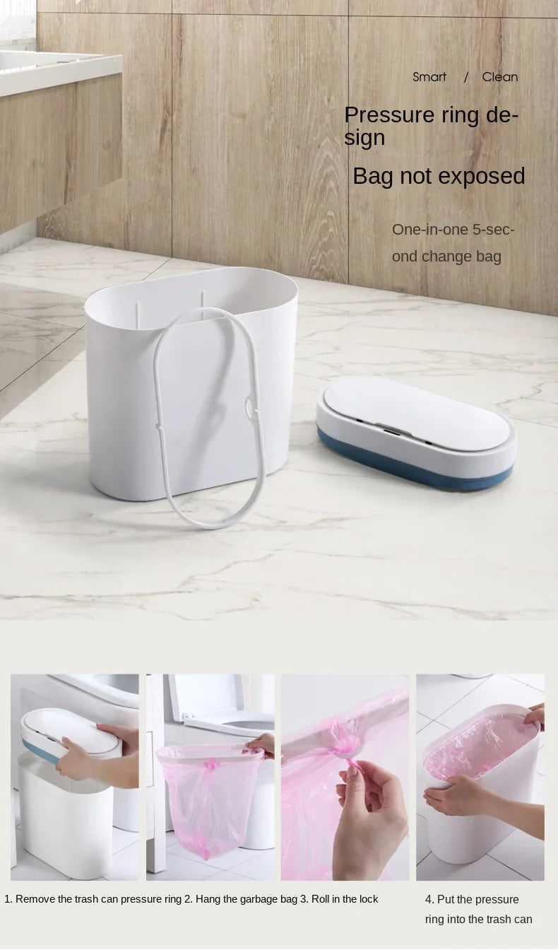 Sensor Trash Can Touchless 8L Kitchen Bathroom Bin Compact