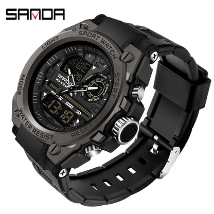Digital Sports Watch Dual Display LED Military Style Rugged Watch Fall 2026 Water Resistant