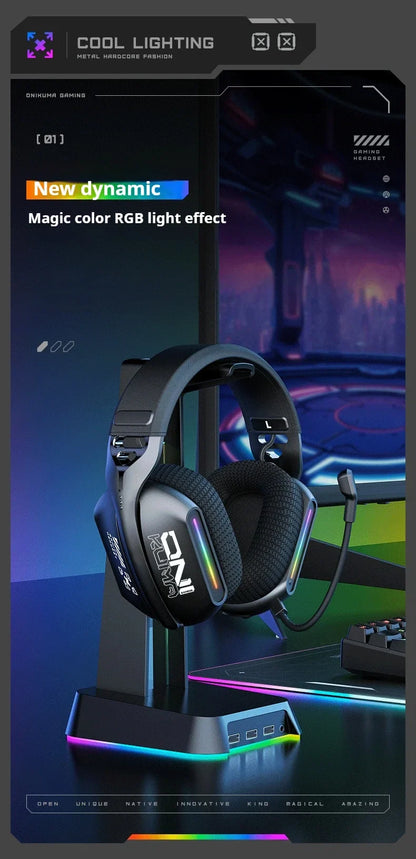 Wireless Gaming Headset Tri Mode Bluetooth Wired Immersive