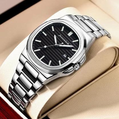 Reloj de cuarzo de lujo acero inoxidable fecha impermeable luminoso