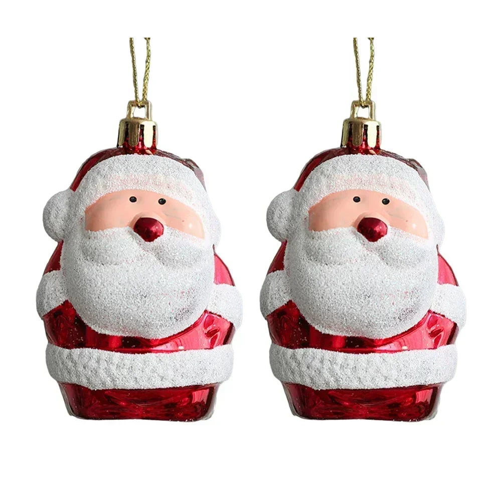 Set of 2 PVC Snowman Christmas Ornaments - Red & White Hanging Baubles for Festive Tree Decor, Perfect for Home and New Year Celebrations