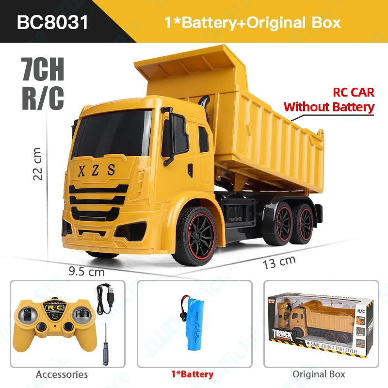 Professional RC Construction Vehicle Set - 2.4G Alloy Excavator & Dump Truck Toy for Kids