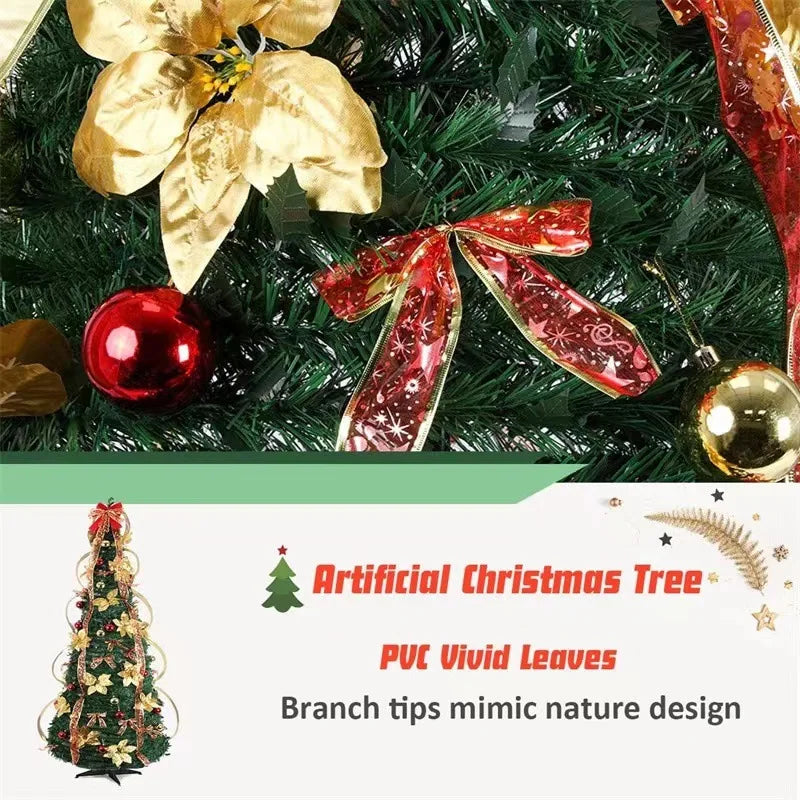 Pre-Lit 1.8M Collapsible Christmas Tree with Warm Lights