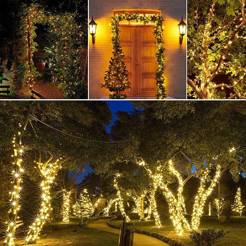 Guirlande lumineuse de noël solaire écologique, guirlande féerique étanche 20/50 LED pour décoration extérieure de noël et de vacances