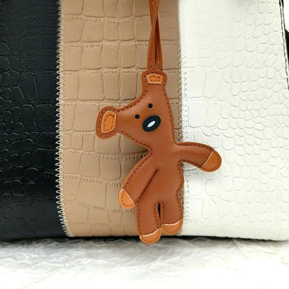 Björn nyckelring PU-läder mini väska charm söt gåva accessoar