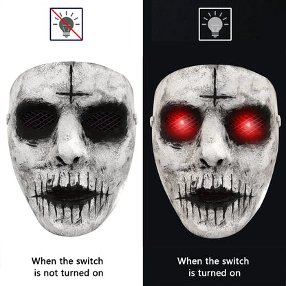 Halloween Maske Rød LED Demon Latex Skummel Fest Maske