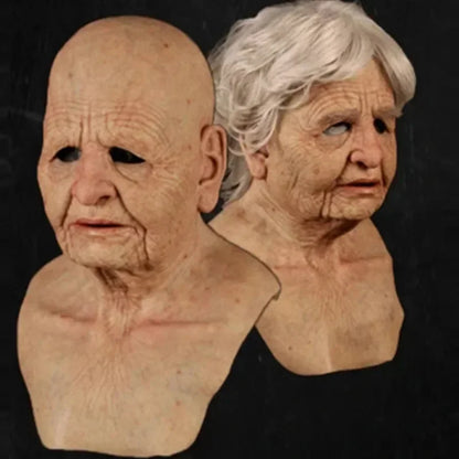 Realistisch siliconen Halloweenmasker dat het hele hoofd bedekt, opa en oma, cosplay-simulatierekwisiet 2026