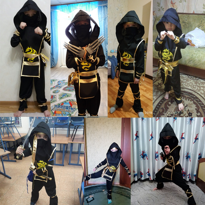 Halloweenkostuum voor jongens en meisjes als ninja, gespierde jumpsuit met accessoires van schuim en hoofddeksel 2026