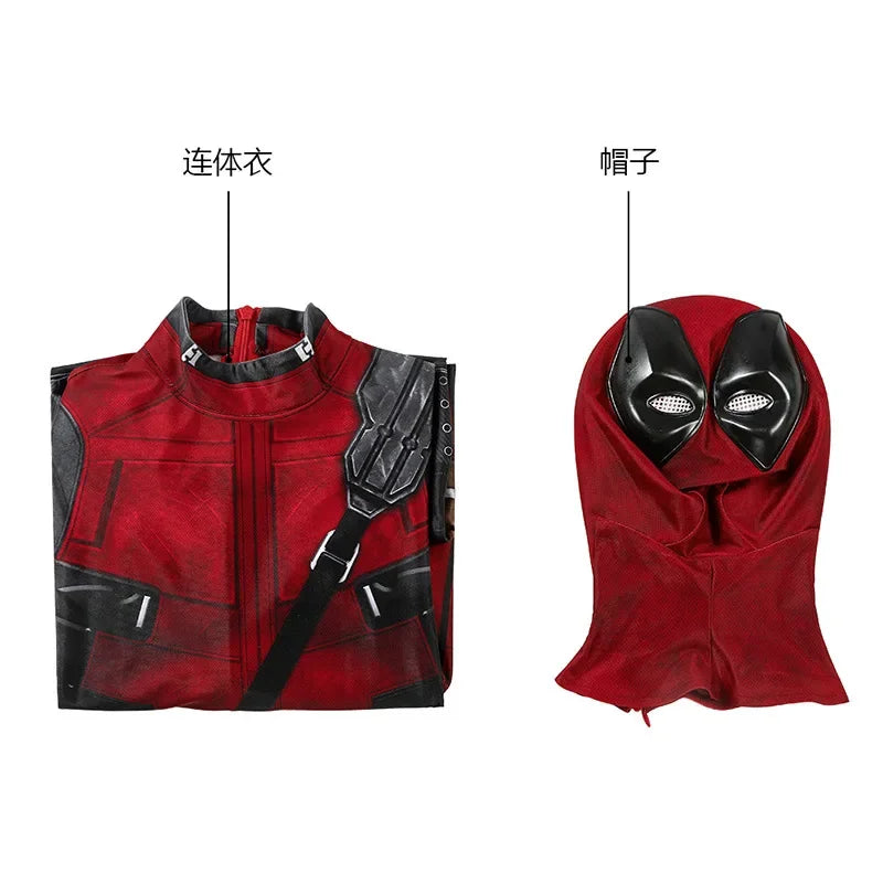 Deadpool-superhelte-cosplay-jumpsuit til børn med maske, komplet sæt til halloween og fødselsdagsgave 2026
