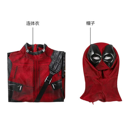 Deadpool-superhelte-cosplay-jumpsuit til børn med maske, komplet sæt til halloween og fødselsdagsgave 2026