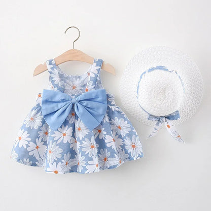 Weiches Baby-Mädchenkleid – floraler A-Linien-Schnitt, fließende Baumwoll-Polyester-Mischung, für Sommer-Strandparty